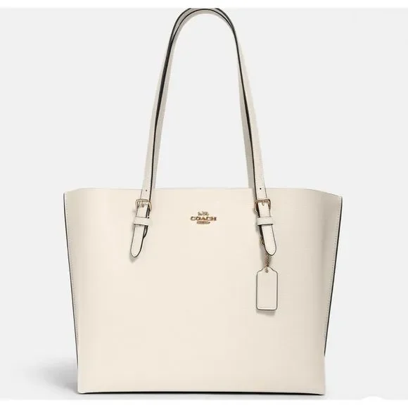 Coach Faux Leather Reversible City Tote in Chalk/Brown Signature Logo - Picture 1 of 4